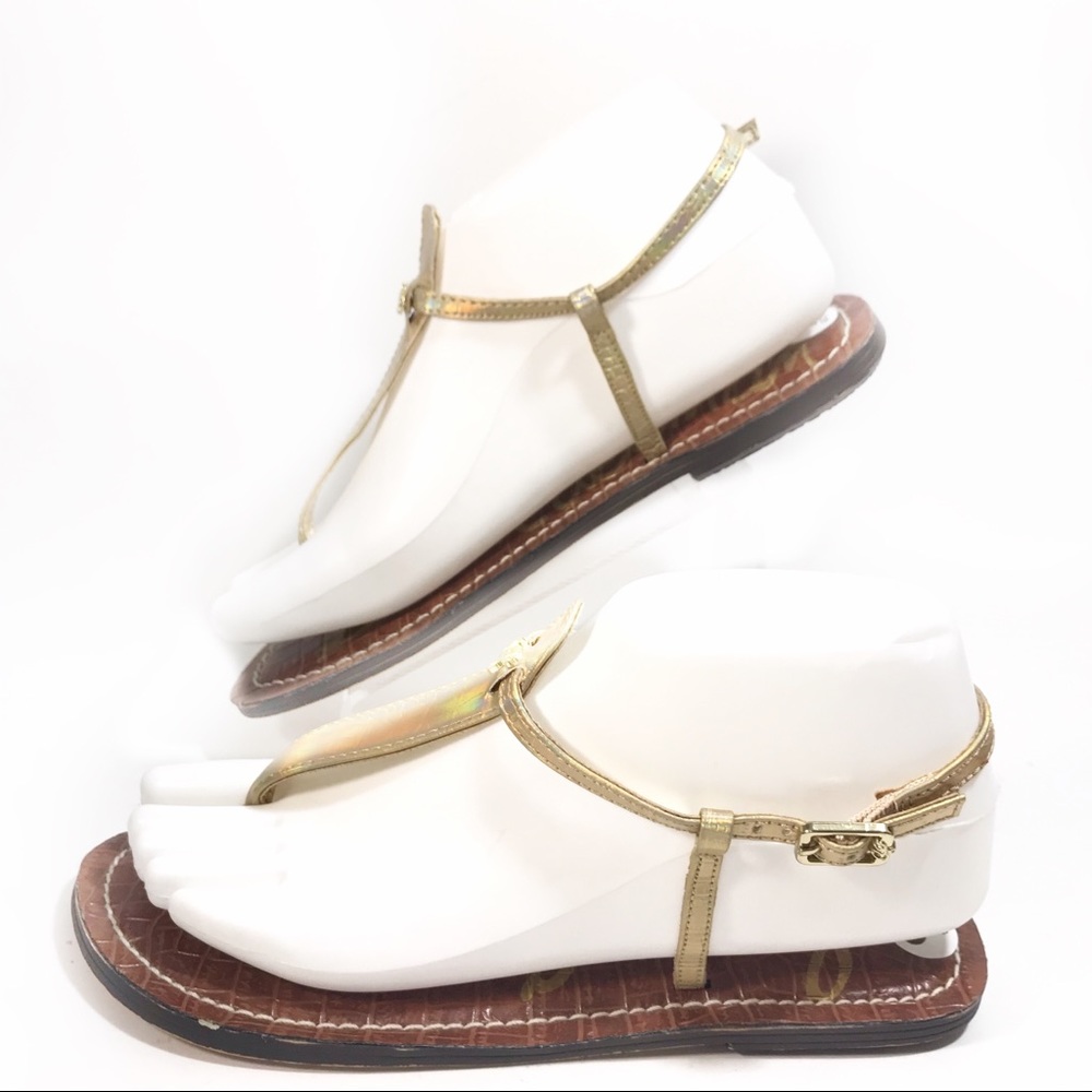 NEW Sam Edelman Gigi Gold Thong Sandals, 5 - Picture 7 of 8